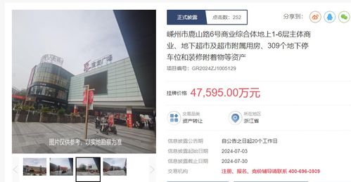 紹興嵊州寶龍廣場商業綜合體掛牌轉讓，掛牌價4.7億元